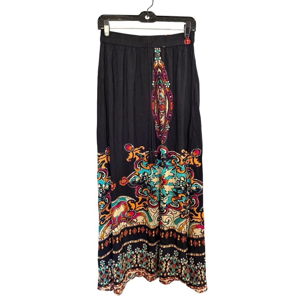 Earthbound Trading Maxi Skirt L Black Hippie Boho Free-Spirited Summer Festival